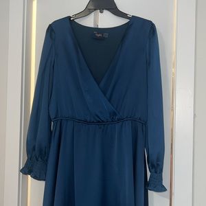 Just...Taylor Dark teal long sleeve V neck dress